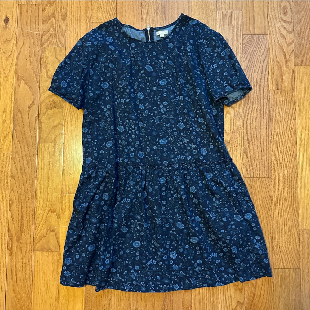 GAP Floral Paisley Navy Blue Drop Waist Dress